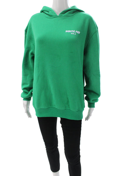 White Fox Womens Pullover Fleece Lined Green Logo Crew Neck Size 2XS