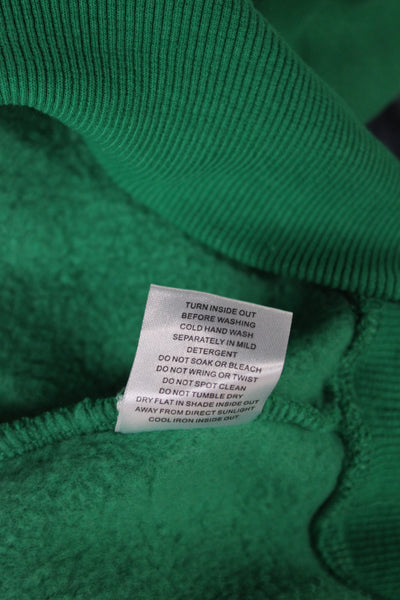 White Fox Womens Pullover Fleece Lined Green Logo Crew Neck Size 2XS