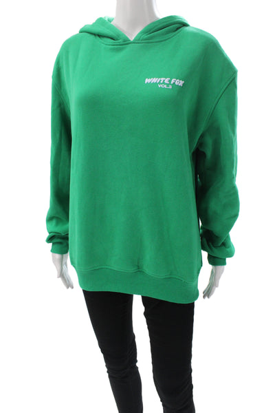 White Fox Women Green Pullover Hoodie Cotton Crewneck Long Sleeve Logo Size 2XS