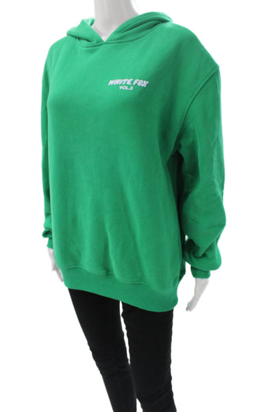 White Fox Women Green Pullover Hoodie Cotton Crewneck Long Sleeve Logo Size 2XS