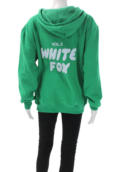 White Fox Women Green Pullover Hoodie Cotton Crewneck Long Sleeve Logo Size 2XS