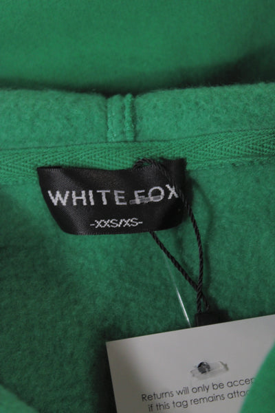 White Fox Women Green Pullover Hoodie Cotton Crewneck Long Sleeve Logo Size 2XS