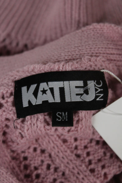 Katie J Womens Pink V-Neck Cardigan Long Sleeve Size S