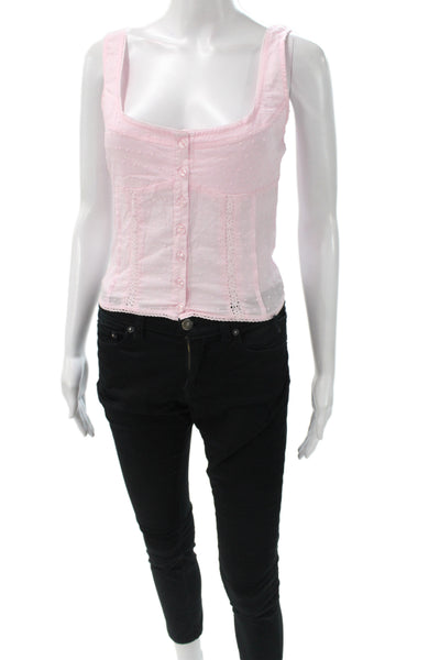 Edikted Womens Pink Polka Dot Square Neck Camisole Cotton Cottagecore Size XS