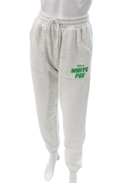 White Fox Womens Gray Cotton Jogger Pants Drawstring Athleisure Size 2XS
