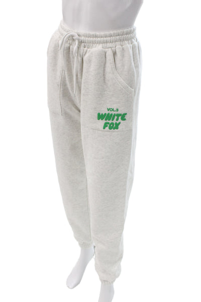White Fox Womens Gray Cotton Jogger Pants Drawstring Athleisure Size 2XS