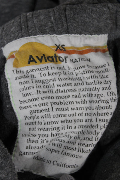 Aviator Nation Womens Striped Gray Jogger Pants Drawstring Cotton Size XS