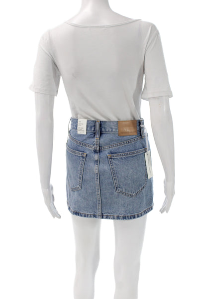 Denim Forum Women Mini Skirt Blue Button 100% Cotton Size 23