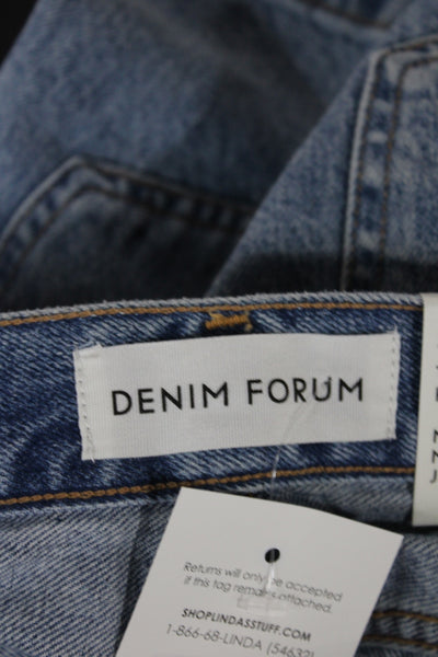 Denim Forum Women Mini Skirt Blue Button 100% Cotton Size 23