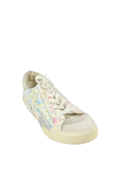 Dolce Vita Womens Floral Leather Lace Up Sneakers Shoes White Size 6