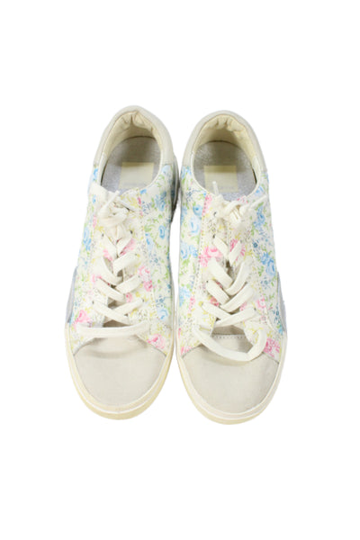 Dolce Vita Womens Floral Leather Lace Up Sneakers Shoes White Size 6