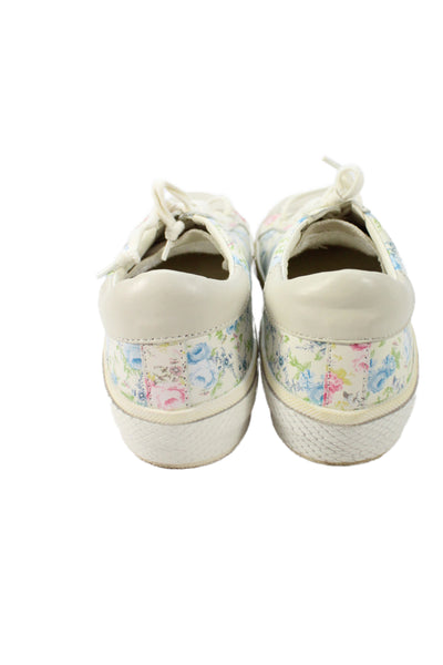 Dolce Vita Womens Floral Leather Lace Up Sneakers Shoes White Size 6
