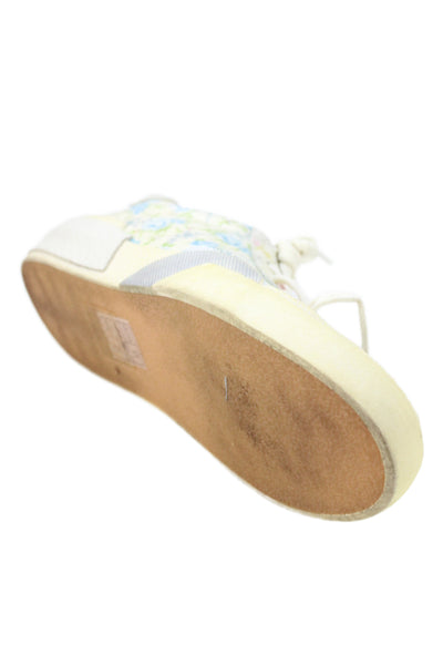 Dolce Vita Womens Floral Leather Lace Up Sneakers Shoes White Size 6