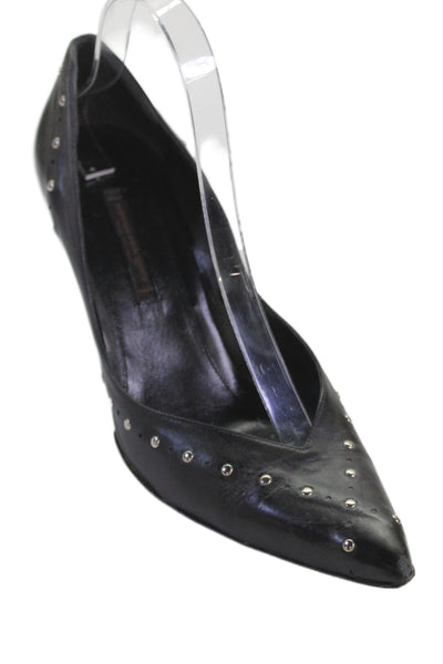 Narciso Rodriguez Womens Leather Studded Pointed Toe Heels Black Size 8