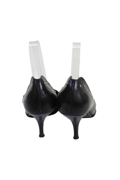 Narciso Rodriguez Womens Leather Studded Pointed Toe Heels Black Size 8