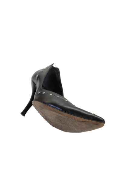 Narciso Rodriguez Womens Leather Studded Pointed Toe Heels Black Size 8