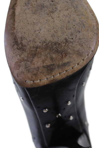 Narciso Rodriguez Womens Leather Studded Pointed Toe Heels Black Size 8