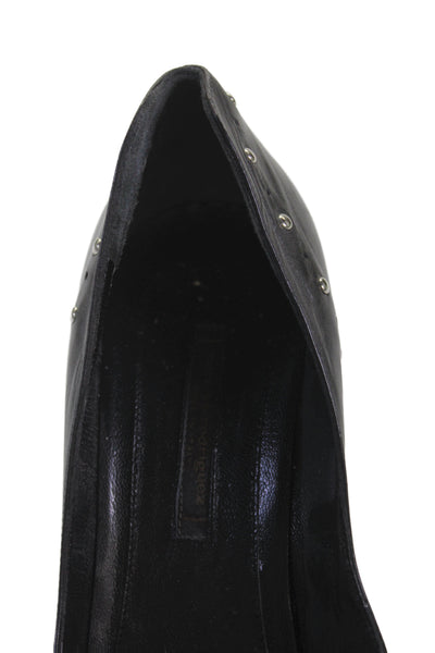 Narciso Rodriguez Womens Leather Studded Pointed Toe Heels Black Size 8