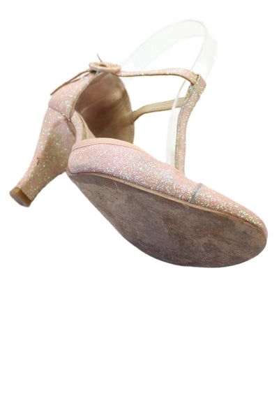 Repetto Womens Glitter Adjustable Ankle Strap High Heels Pink Size 7.5