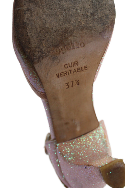 Repetto Womens Glitter Adjustable Ankle Strap High Heels Pink Size 7.5