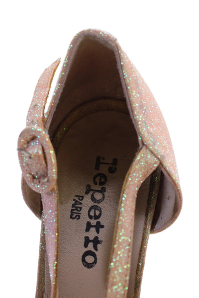 Repetto Womens Glitter Adjustable Ankle Strap High Heels Pink Size 7.5