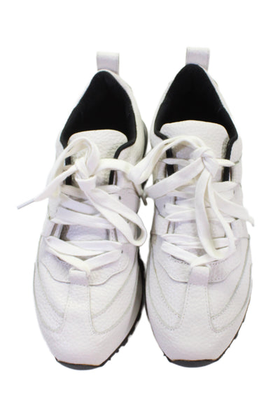 Senso Womens Leather Lace-Up Casual Sneakers White Size 8