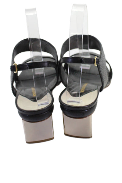 Nicholas Kirkwood Womens Leather Ankle Strap Heeled Sandals Black Size 8