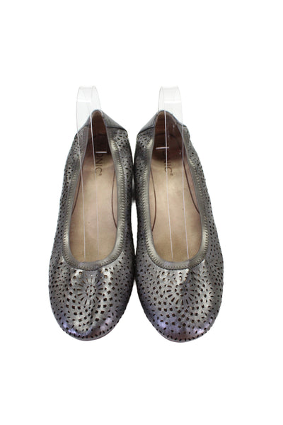 Vionic Womens Slip On Laser Cut Metallic Leather Ballet Flats Silver Size 10