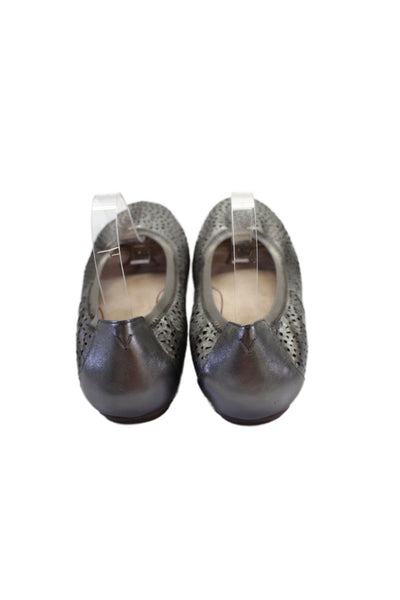 Vionic Womens Slip On Laser Cut Metallic Leather Ballet Flats Silver Size 10