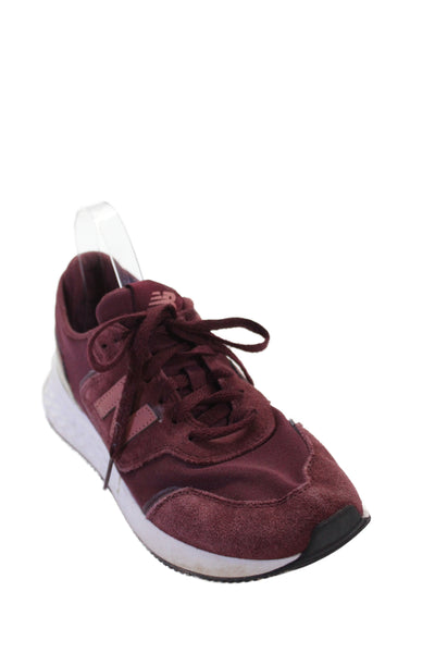 New Balance Womens Lace Up Logo Suede Knit Trainers Sneakers Red Size 9