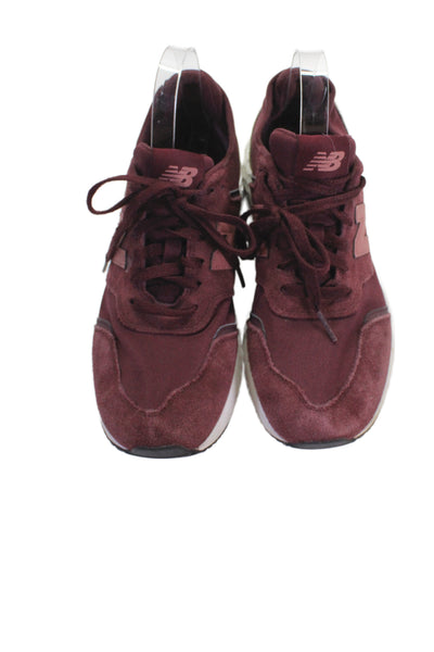New Balance Womens Lace Up Logo Suede Knit Trainers Sneakers Red Size 9