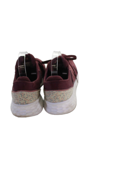 New Balance Womens Lace Up Logo Suede Knit Trainers Sneakers Red Size 9