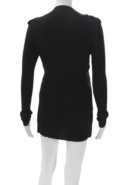 Burberry London Women Pullover Sweater Black Merino Wool Size L