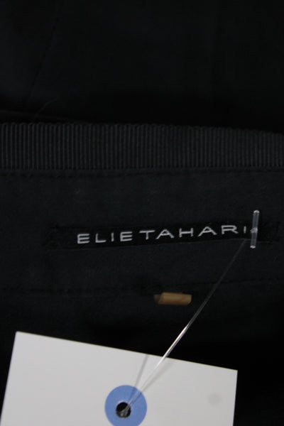 Elie Tahari Women Shirt Dress Black Cotton 3/4 Sleeve Midi Button Size 12