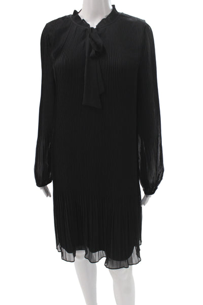 DKNY Womens Shift Dress Black Long Sleeve High Neck Polyester Size 12