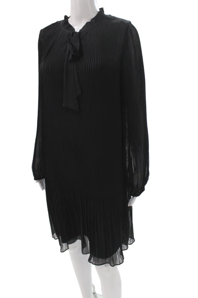 DKNY Womens Shift Dress Black Long Sleeve High Neck Polyester Size 12
