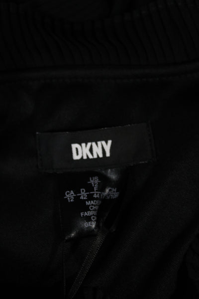 DKNY Womens Shift Dress Black Long Sleeve High Neck Polyester Size 12