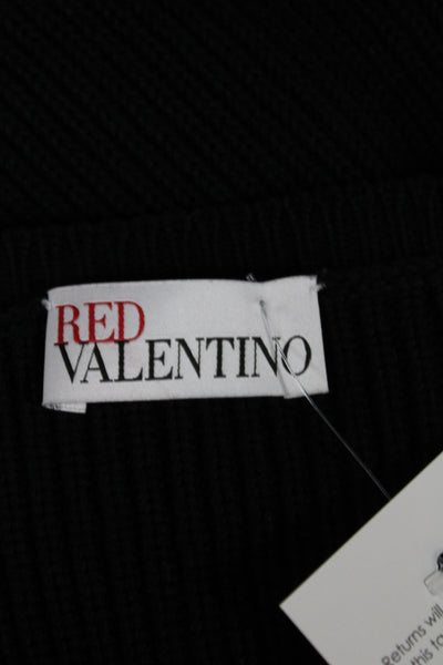 RED Valentino Womens Sweater Dress Black Polka Dot Knit Long Sleeve Midi Size S