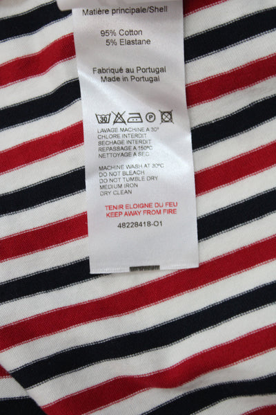 Sonia Rykiel Girls Long Sleeve Crew Neck Striped Logo Dress White Red Blue 14