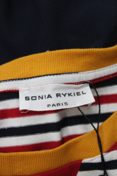 Sonia Rykiel Girls Long Sleeve Crew Neck Striped Logo Dress White Red Blue 14