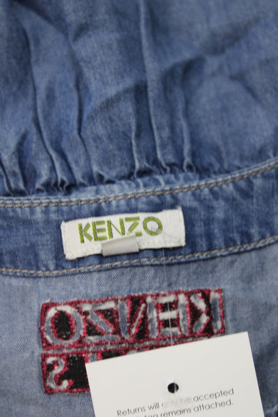 Kenzo Girls Short Sleeve Crew Neck Logo Back Shift Dress Blue Size 12