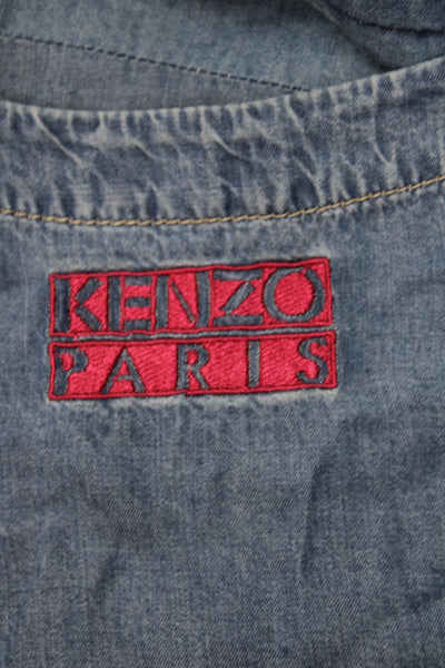 Kenzo Girls Short Sleeve Crew Neck Logo Back Shift Dress Blue Size 12