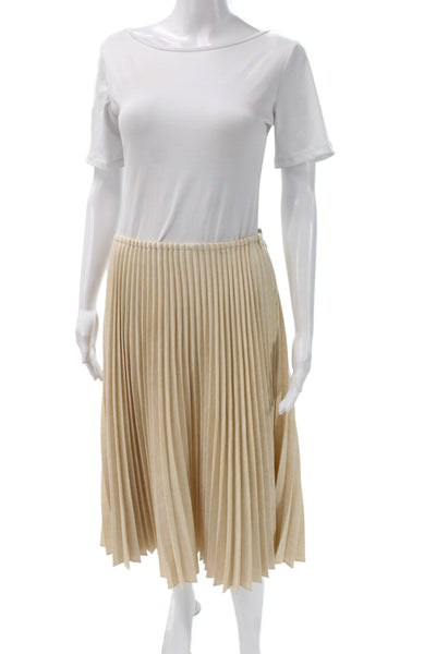 Lafayette 148 New York Womens Pleated Beige Skirt Size 14