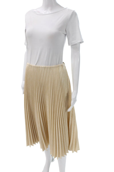 Lafayette 148 New York Womens Pleated Beige Skirt Size 14