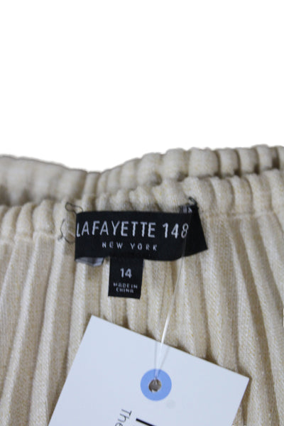 Lafayette 148 New York Womens Pleated Beige Skirt Size 14