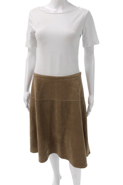 Paniz Women A-Line Brown Knee Length Skirt Zip Closure Size 8