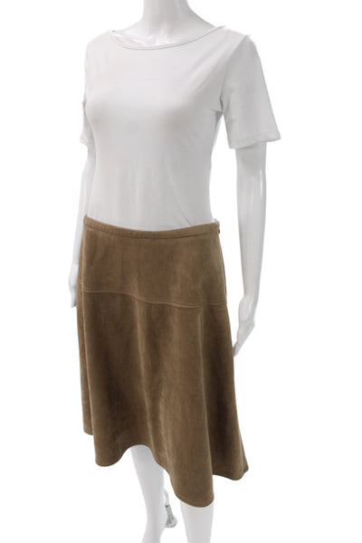 Paniz Women A-Line Brown Knee Length Skirt Zip Closure Size 8