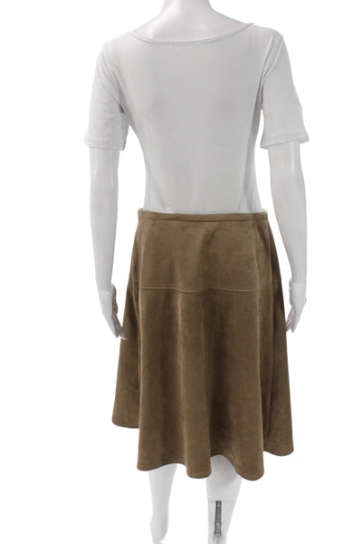 Paniz Women A-Line Brown Knee Length Skirt Zip Closure Size 8