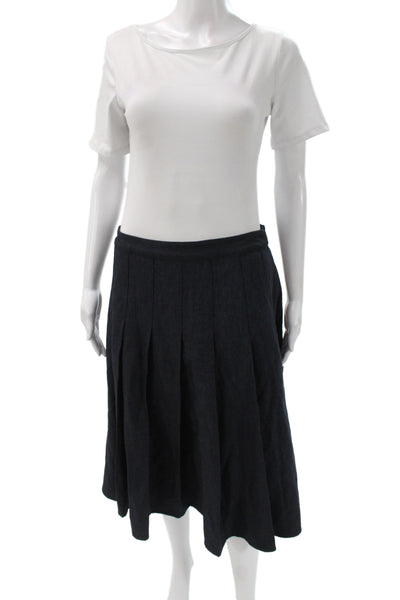 Luna Mae Womens Pleated Cotton Knee Length Black Skirt Zip Size L