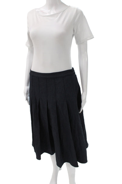 Luna Mae Womens Pleated Cotton Knee Length Black Skirt Zip Size L